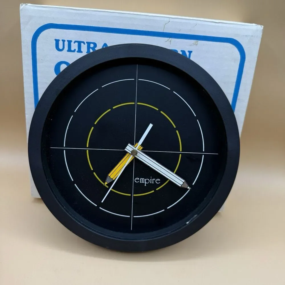 Postmodern Wall Clock by Empire‎ Pencil Hands Black RARE *READ DESCRIPTION*